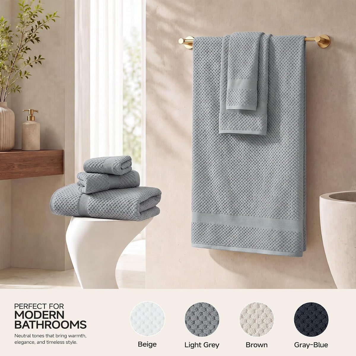 ecolook 6-Piece Towel Set, 100% Cotton