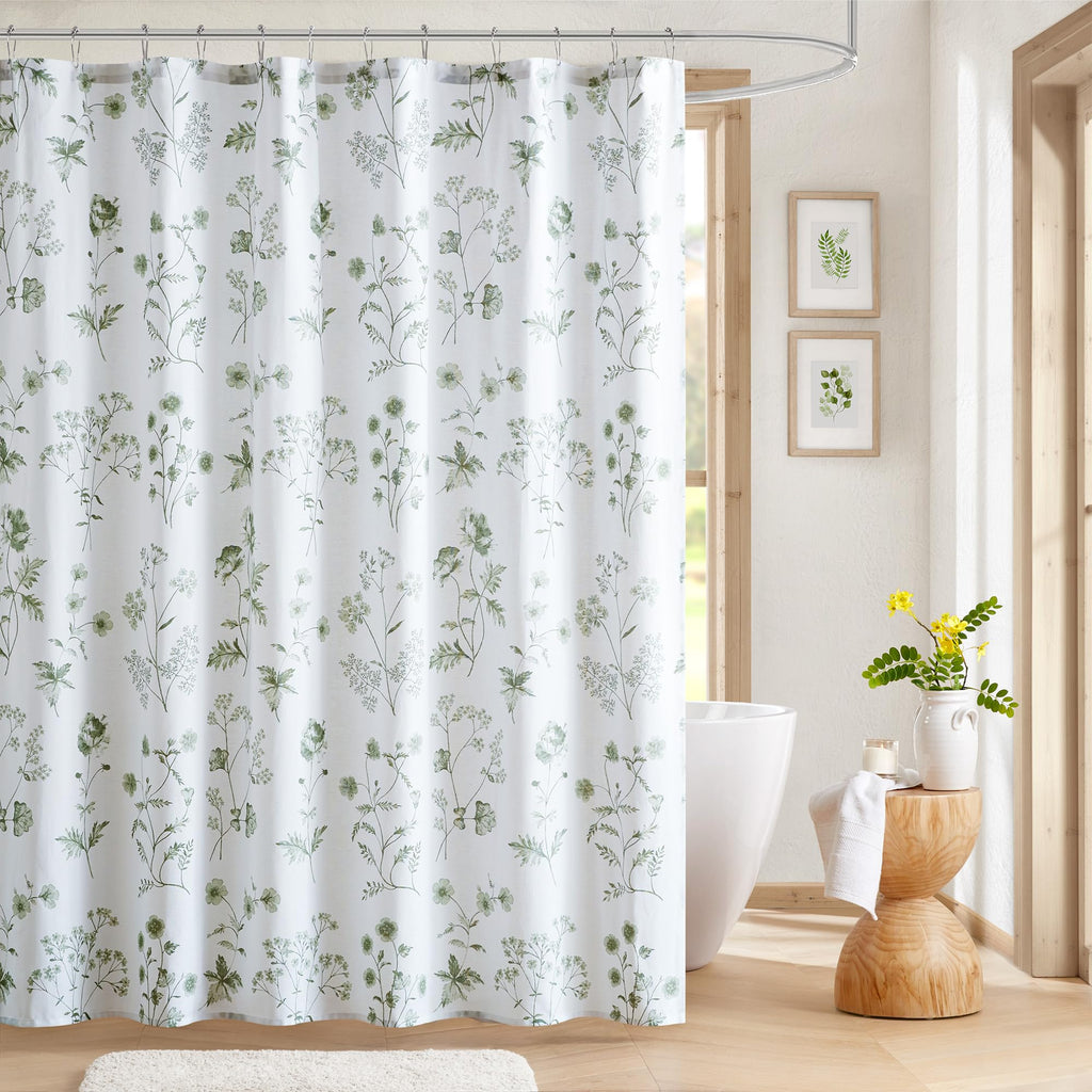 Martha Stewart 100% Cotton Floral Shower Curtain, 72 x 72, Blue