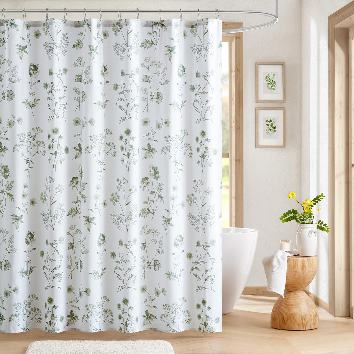 Martha Stewart 100% Cotton Floral Shower Curtain, 72 x 72, Blue
