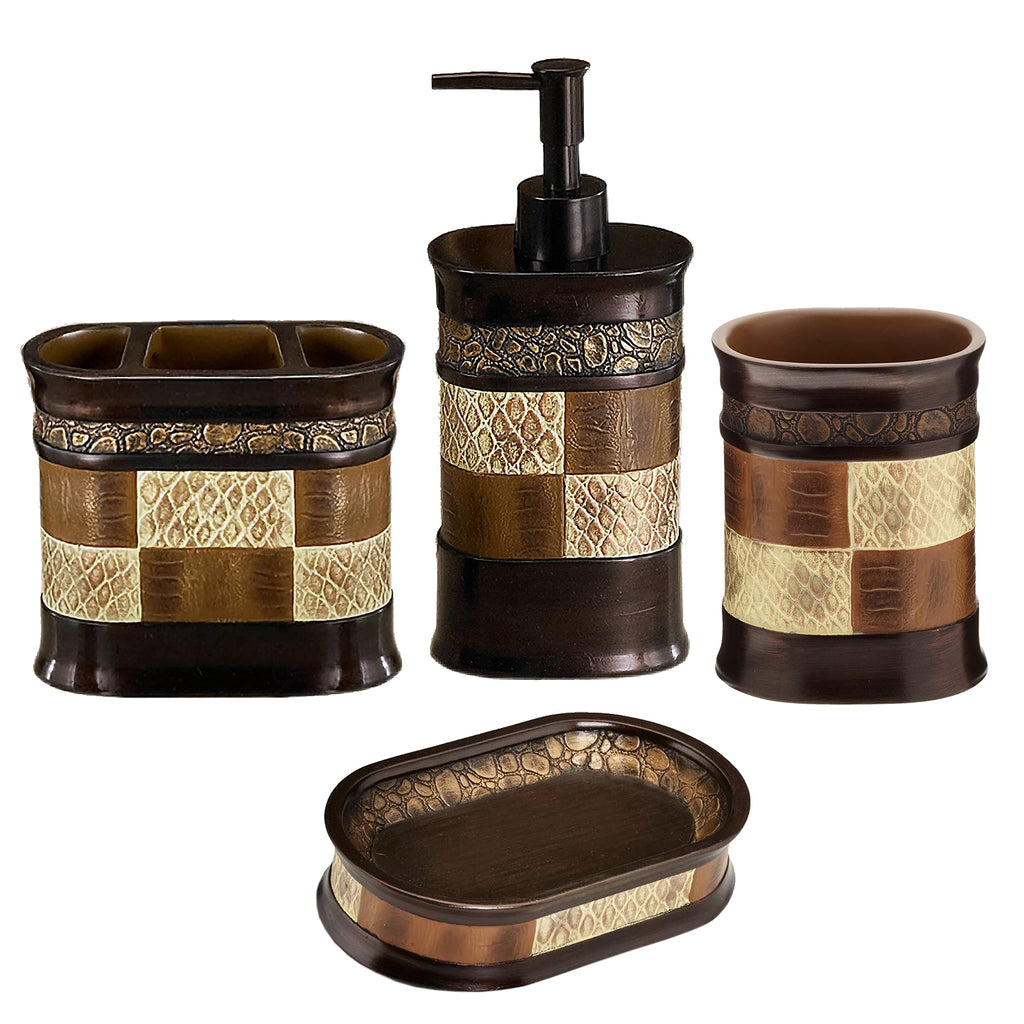 Zahari Home Spindle Modern Bathroom Towel Set - 3 Piece Bath, Hand, and Wash Towels - Classic Luxury Contemporary Decor - Beautiful Gold Unique Design Bath Ensemble