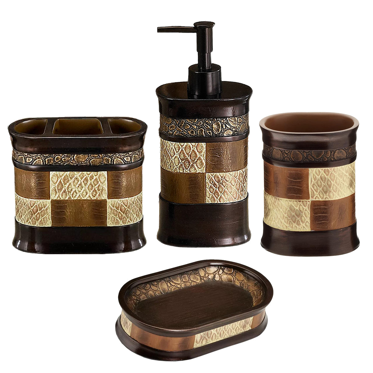 Zahari Home Spindle Modern Bathroom Towel Set - 3 Piece Bath, Hand, and Wash Towels - Classic Luxury Contemporary Decor - Beautiful Gold Unique Design Bath Ensemble