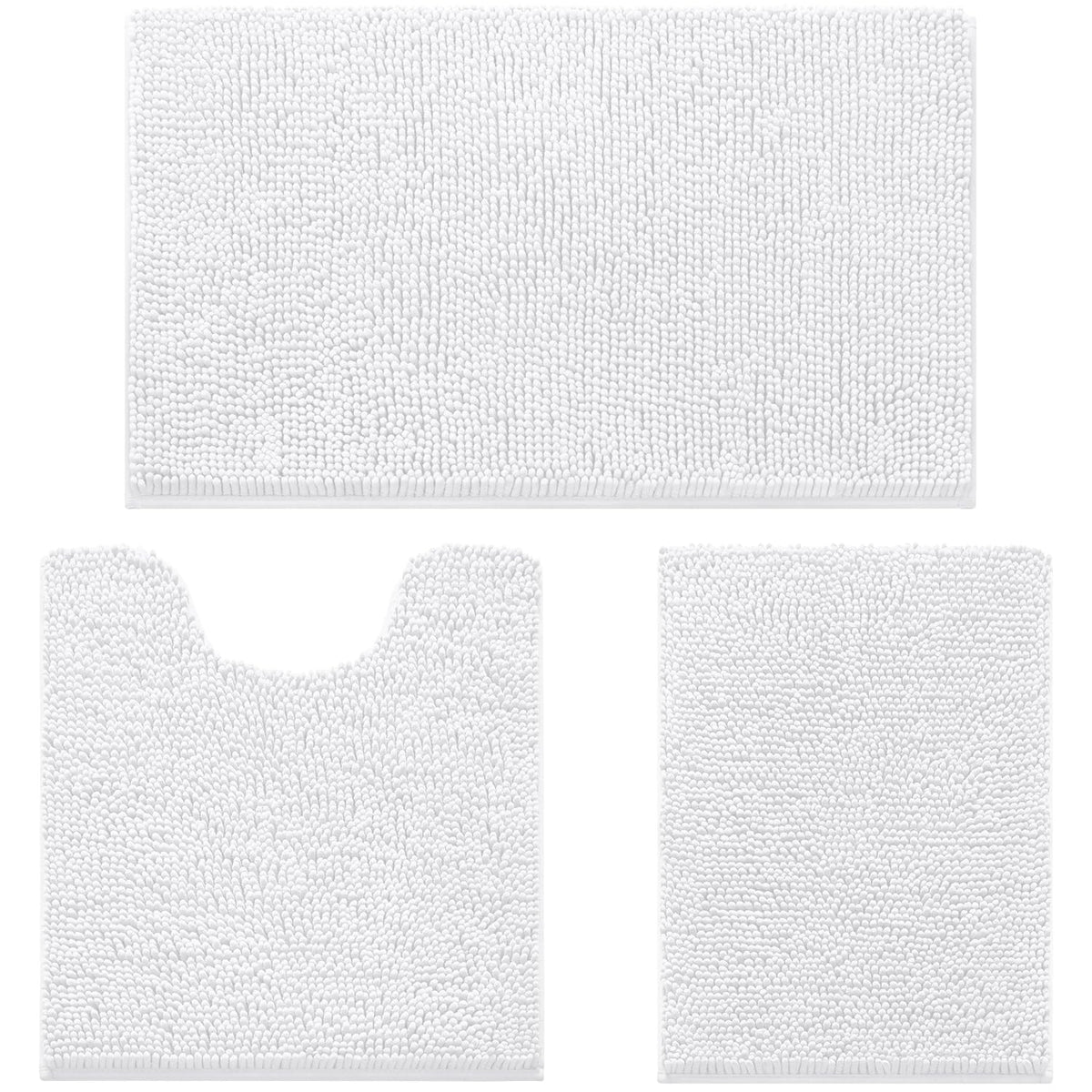 HOMEIDEAS Bathroom Rugs Set of 3, Super Soft Absorbent Chenille Bath Rugs