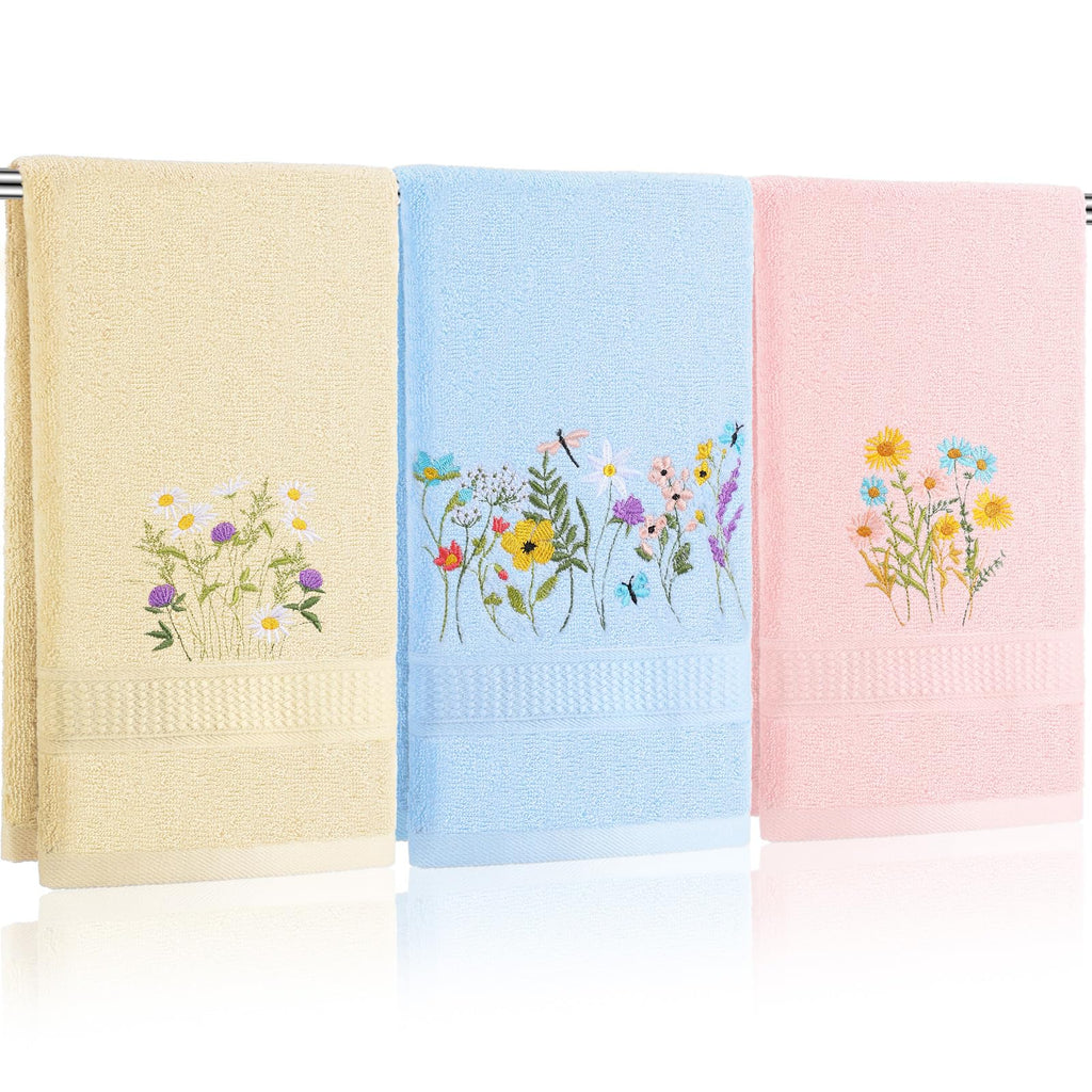 Tingjoo 3 Pcs Eucalyptus Leaves Hand Towels Farmhouse Fingertip Bath Towels