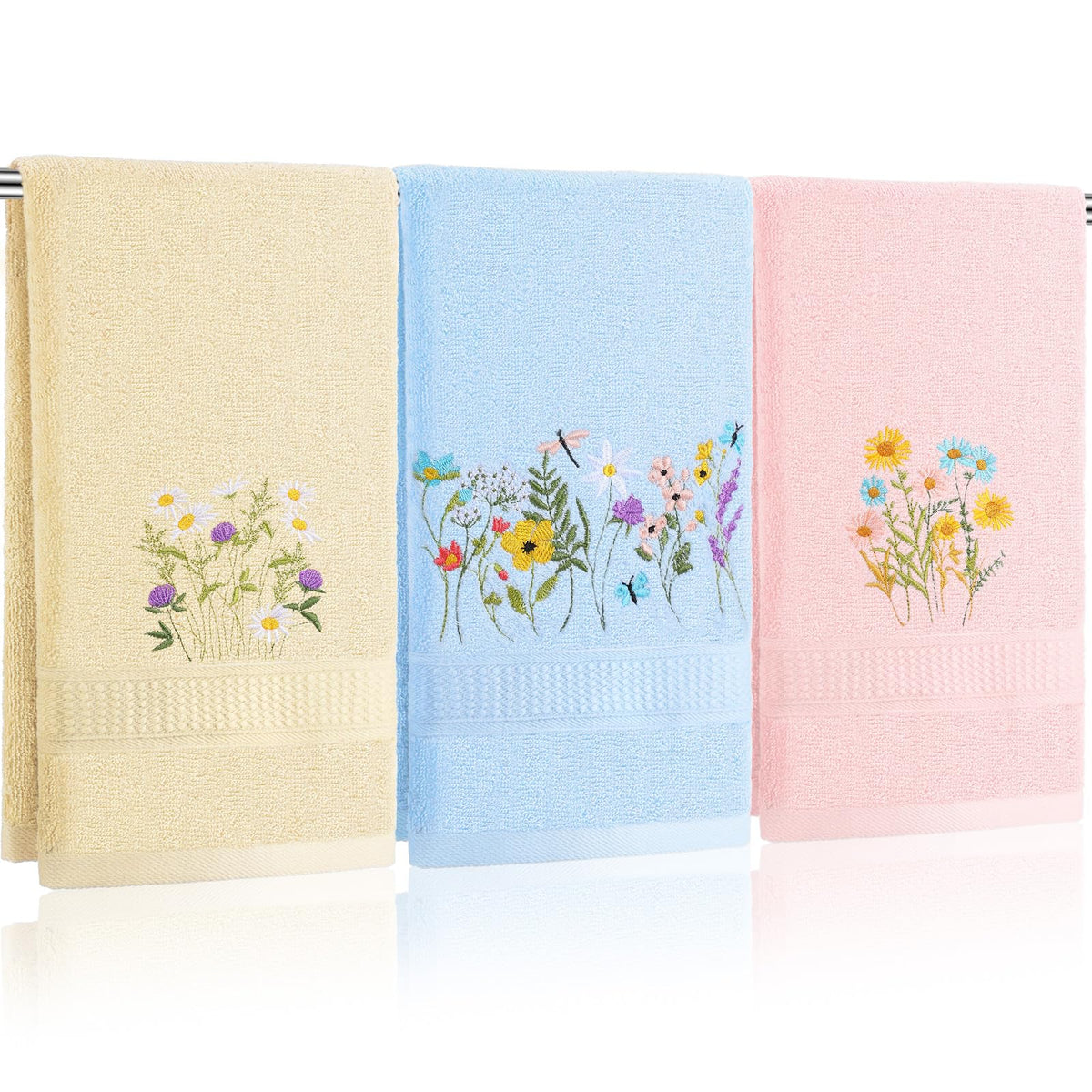 Tingjoo 3 Pcs Eucalyptus Leaves Hand Towels Farmhouse Fingertip Bath Towels