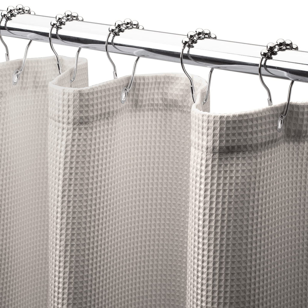 AmazerBath Stall Shower Curtain 60 x 72 Inches, Waffle Shower Curtain White, Fabric Shower Curtains Heavy Duty 240GSM, Hotel Quality Bathroom Shower Curtains
