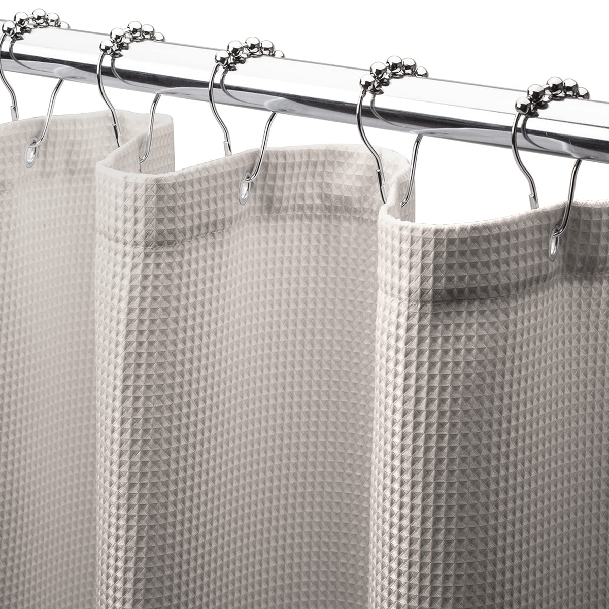 AmazerBath Stall Shower Curtain 60 x 72 Inches, Waffle Shower Curtain White, Fabric Shower Curtains Heavy Duty 240GSM, Hotel Quality Bathroom Shower Curtains