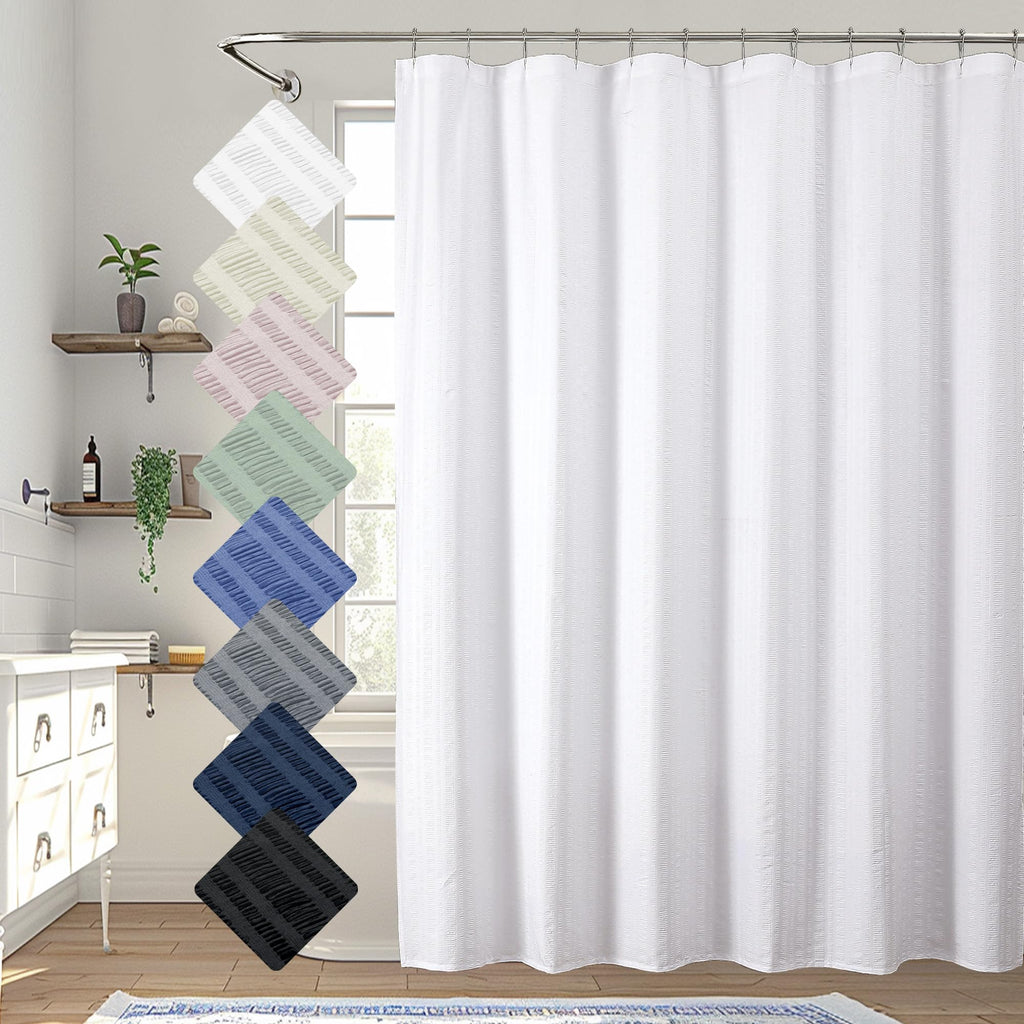Aiyufeng Moga Navy Blue Fabric Shower Curtains for Bathroom - Blue Hotel Spa Polyester Cloth Bath Curtain with 12 Holes, 72x72, Machine Washable, Navy Blue