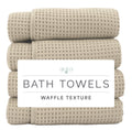 S&T INC. Aura Waffle Bath Towels, 4 Pack, 30" x 60", Beige