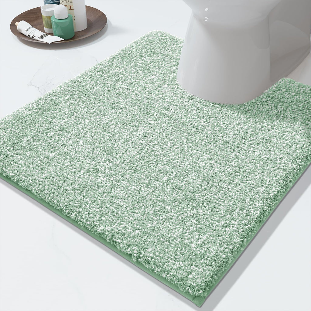 Yimobra Non Slip Machine Washable Bathroom Rug 32x20 Light Blue and White