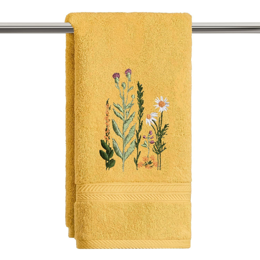 Artoid Mode 2 Pcs Beige Wildflower Floral Embroidered Hand Towels for Bathroom, 100% Cotton Soft Absorbent Farmhouse Decor Towels, 13.7 x 29.5 Inch