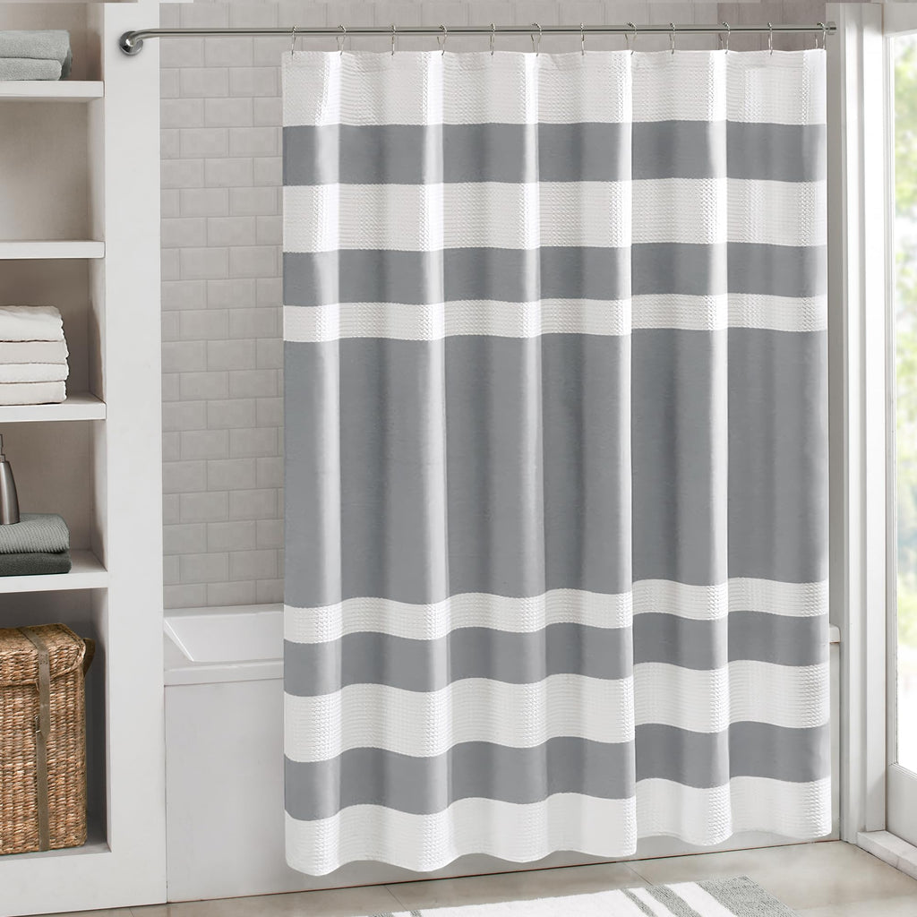 Madison Park Standard Shower Curtain for Bathroom, Grey Ombre, 72" x 72"