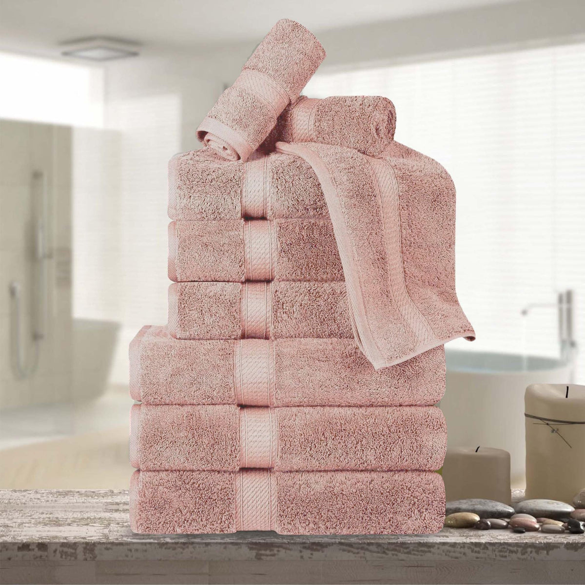 SUPERIOR Egyptian Cotton Plush & Absorbent, Hand Towel Set of 4, Cream