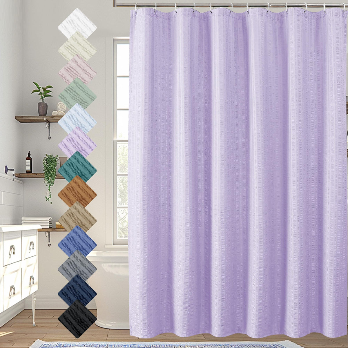 Aiyufeng Moga Navy Blue Fabric Shower Curtains for Bathroom - Blue Hotel Spa Polyester Cloth Bath Curtain with 12 Holes, 72x72, Machine Washable, Navy Blue