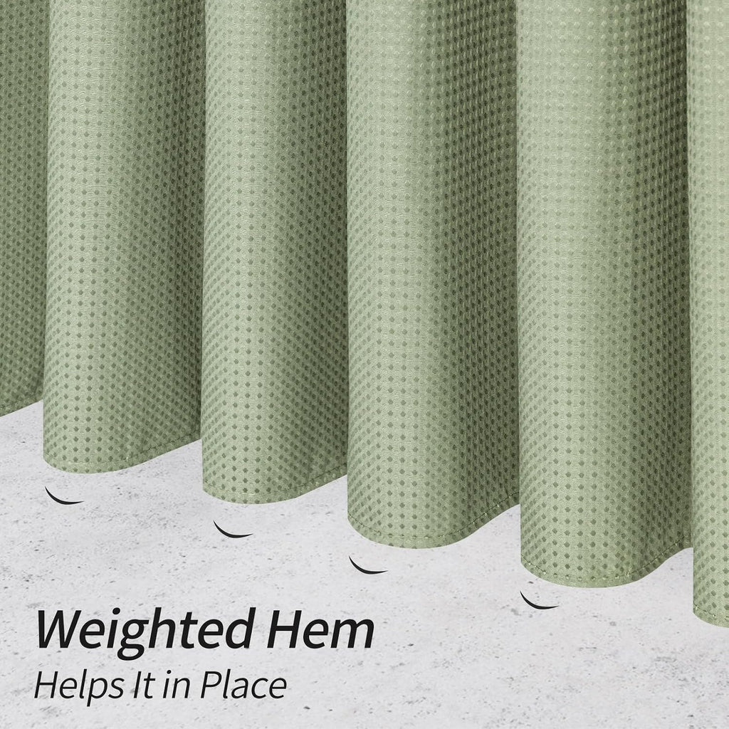 Sage Green Luxury Heavyweight Textured Fabric Shower Curtain Hotel,72x72