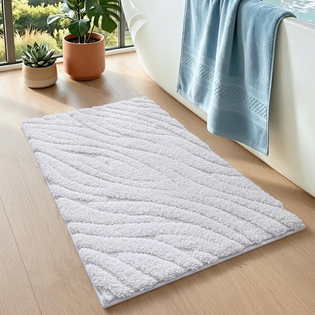 DEXI Bathroom Rugs Non Slip Washable, 36x24 Quick Dry Bath Mat, White