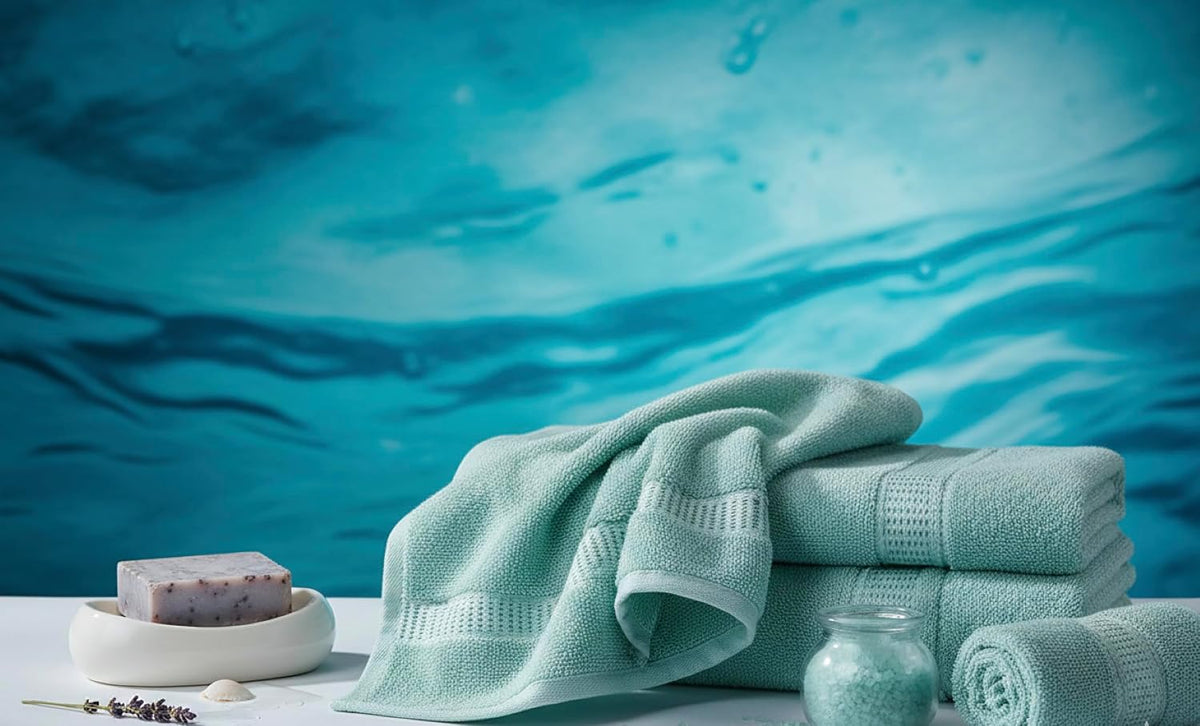 Melissa Linen Fingertip Towels 4 Pack, Aqua Green (Light Teal/Seafoam), 100% Turkish Cotton, Small Hand Towels for Face and Guest Bathroom, 12 x 18 in, Soft, Absorbent, Quick Dry, 550 GSM