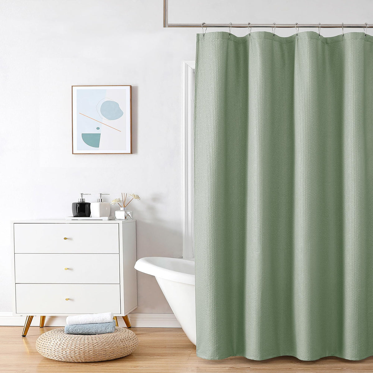 OVZME Berry Cute Shower Curtain, Embossed Textured Fabric Shower Curtain for Bathroom - Soft Cloth & Hotel Spa Luxury, Water Repellent, Machine Washable Shower Curtain, 72X72, Lemon Yellow