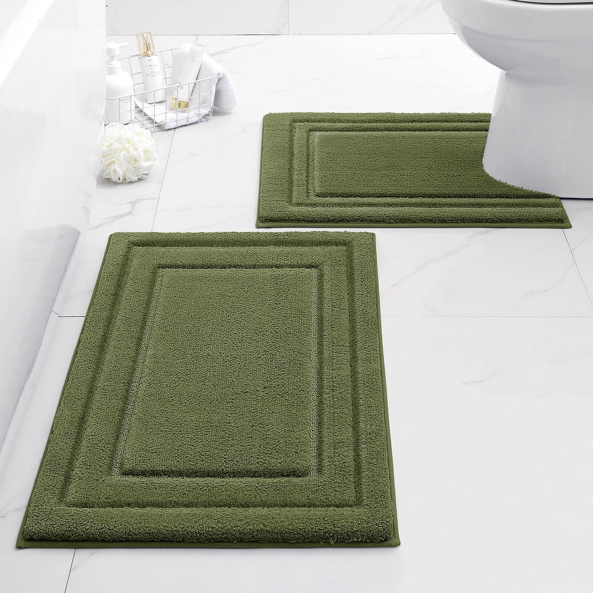 HOMEIDEAS Bathroom Rugs Sets 2 Piece, Super Soft and Absorbent Non Slip Microfiber Machine Washable Bath Mat Set (20" x 32" + 16" x 24", Brown)