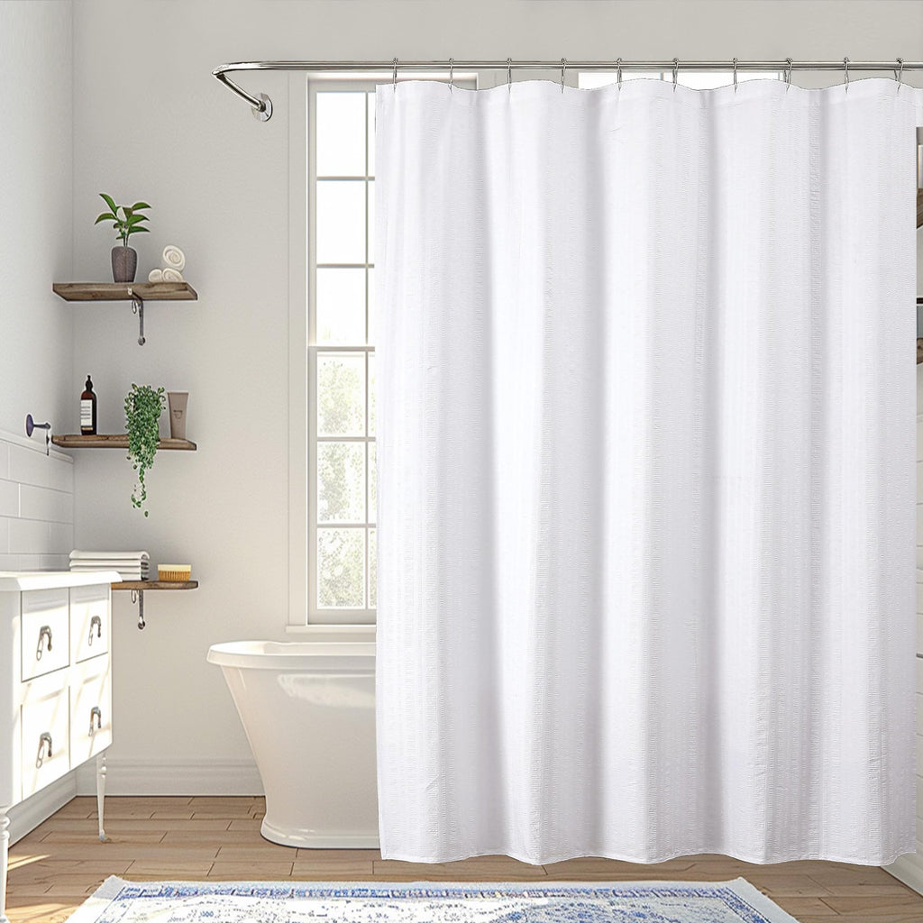 Aiyufeng Moga Navy Blue Fabric Shower Curtains for Bathroom - Blue Hotel Spa Polyester Cloth Bath Curtain with 12 Holes, 72x72, Machine Washable, Navy Blue