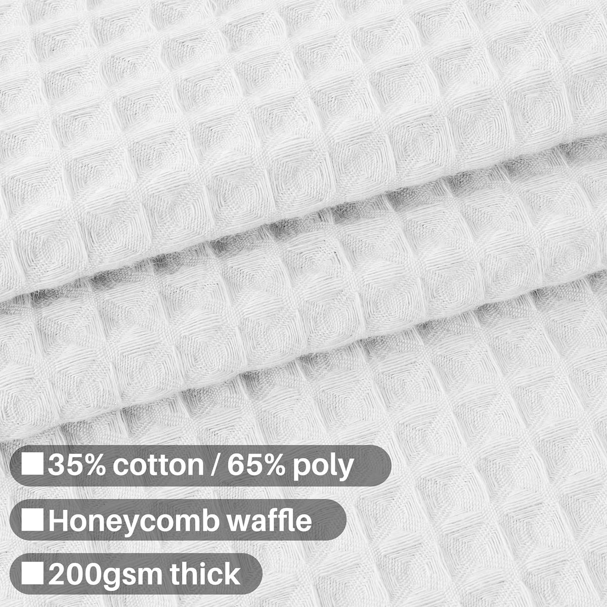 Barossa Design Waffle Weave Shower Curtain Fabric White, 72x72