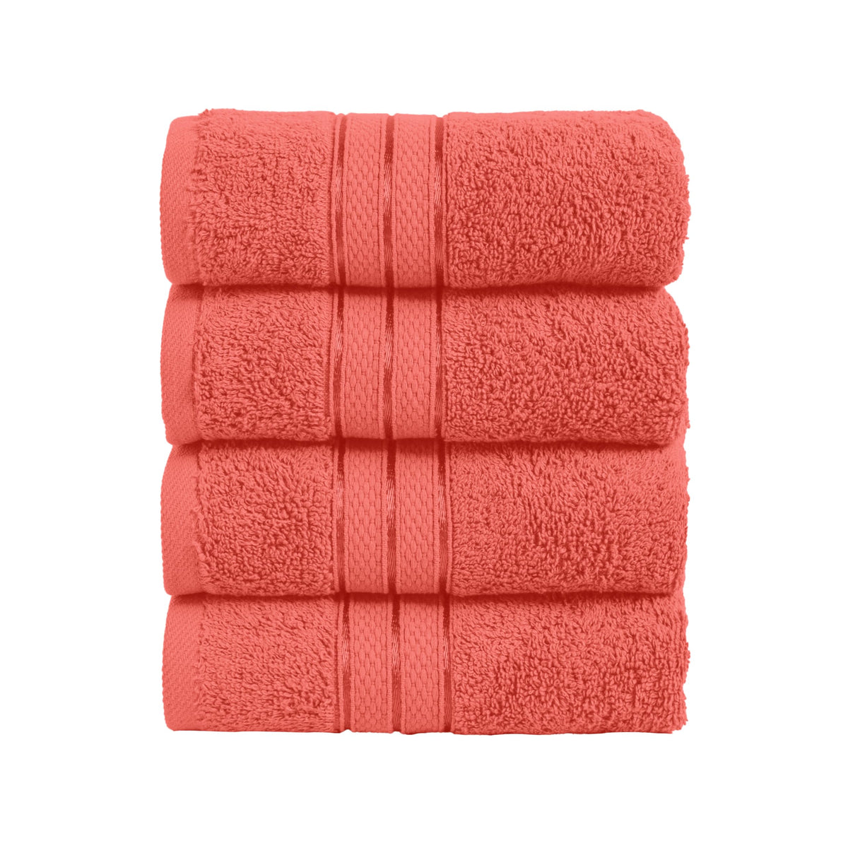 Elegant Comfort Luxury 6-Piece Towel Set, Premium Soft 100% Turkish Cotton, Three Line Popcorn Design 2 Bath Towels, 2 Hand Towels and 2 Washcloths Towel Set-Quick-Drying and Absorbent, Vibrant Orange