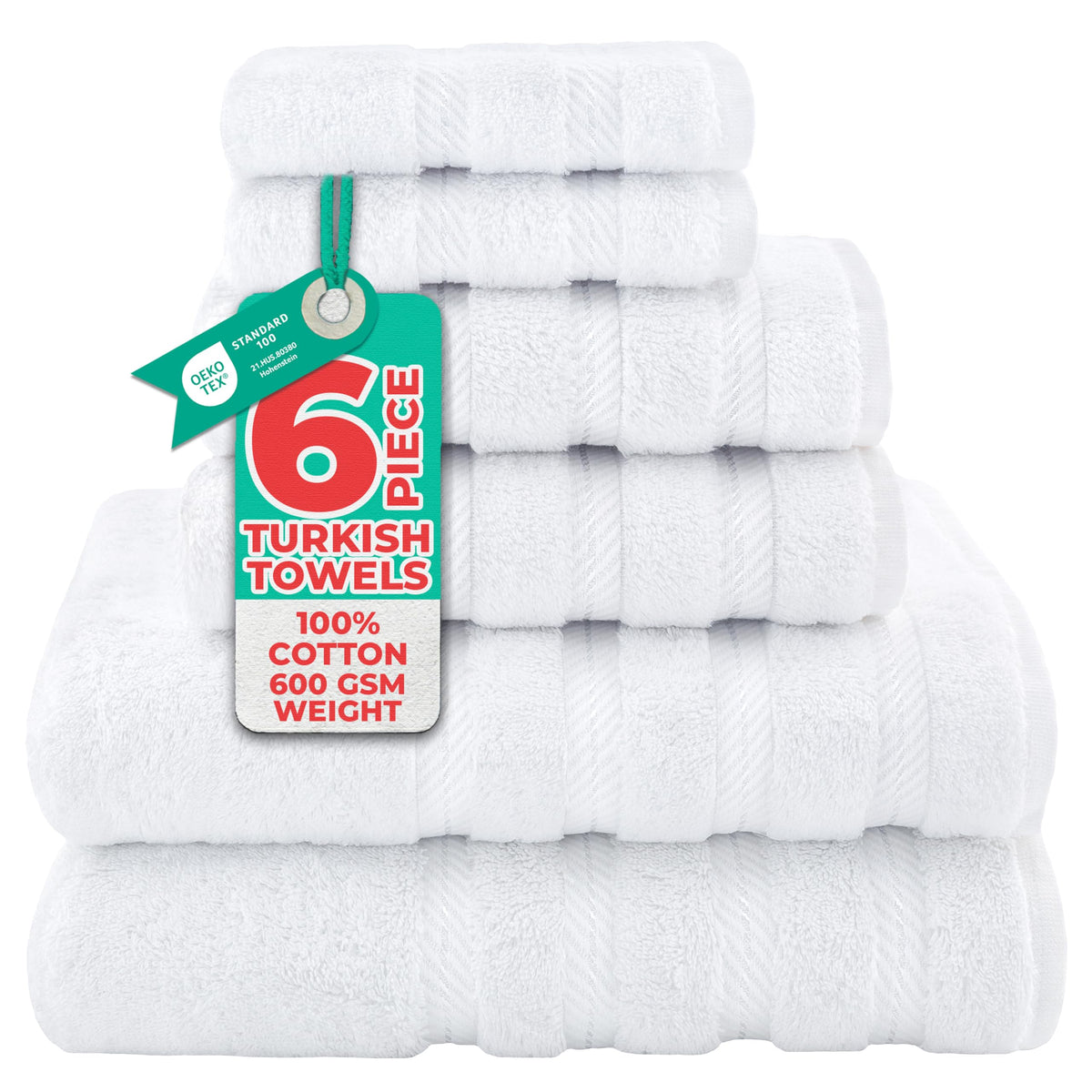 American Soft Linen 100% Cotton Luxury Turkish Towels, 6 Piece Towel Set