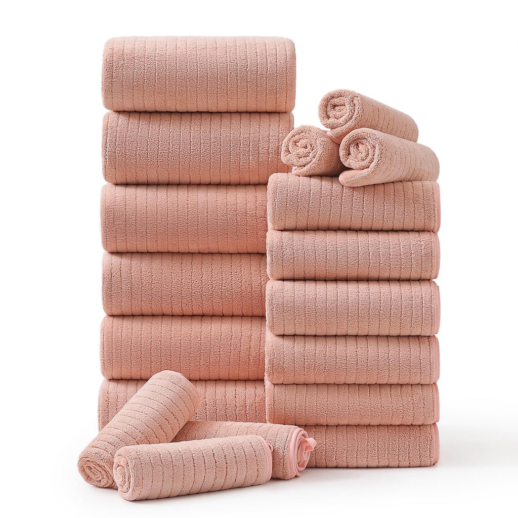 Hailea 18 Piece Family Bath Towel Set Include 6 Bath Towels,6 Hand Towels and 6 Washcloths Soft Bathroom Towel with Hanging Loops,Highly Absorbent Quick Dry Towels Set for Bathroom,Hotel and Spa-Navy