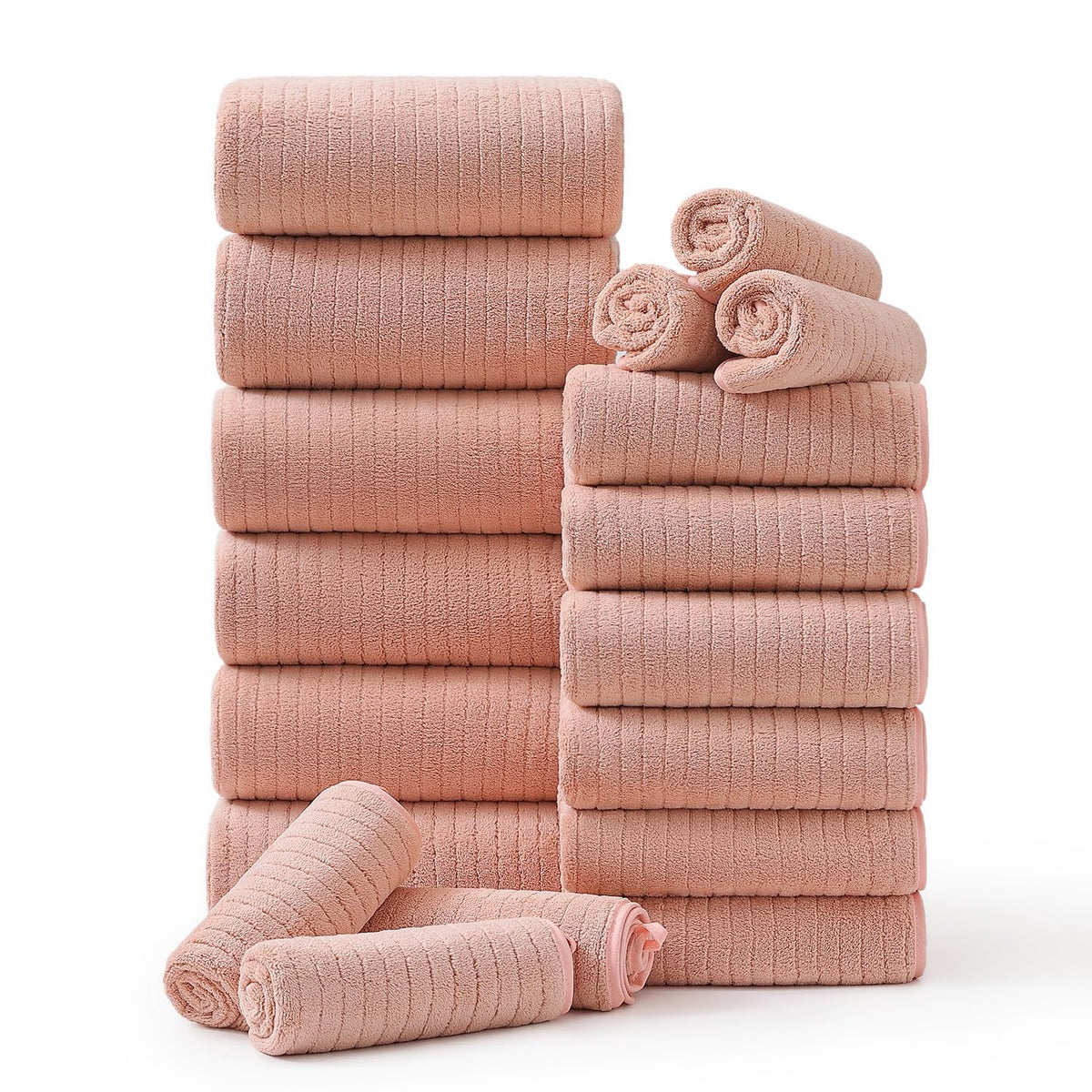 Hailea 18 Piece Family Bath Towel Set Include 6 Bath Towels,6 Hand Towels and 6 Washcloths Soft Bathroom Towel with Hanging Loops,Highly Absorbent Quick Dry Towels Set for Bathroom,Hotel and Spa-Navy