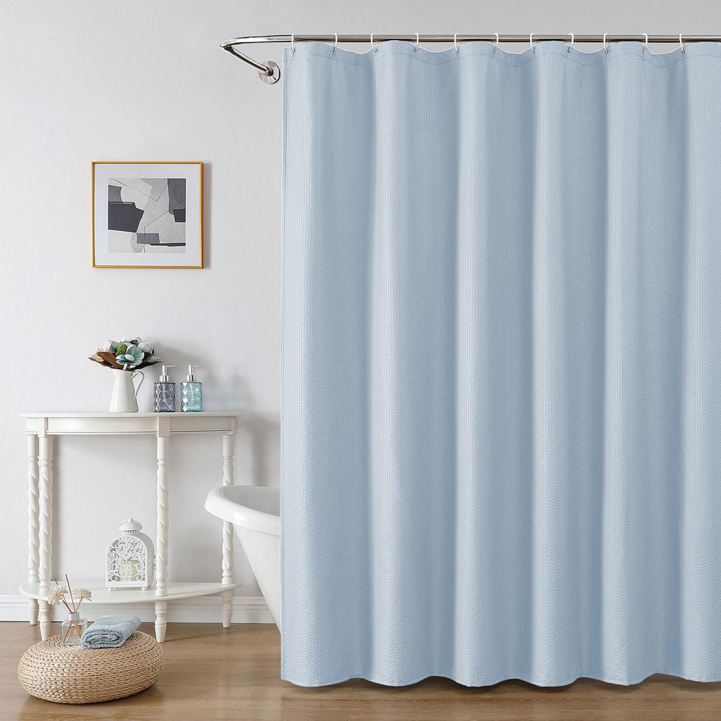 OWENIE White Shower Curtain for Bathroom 84 Inches Extra Long, Elegant 3D Embossed Textured Cloth Waffle Shower Curtain, Modern Luxury Hotel Style, Water Repellent, Machine Washable, 72X84, White
