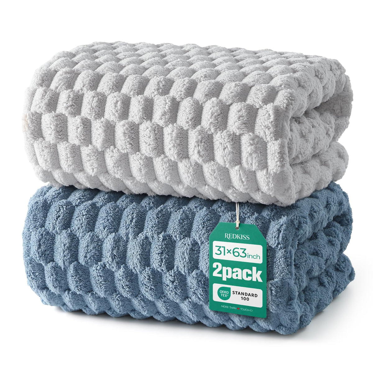 REDKISS 4 Pack Microfiber Bath Towels, Quick Dry, Super Soft, 27"x55"