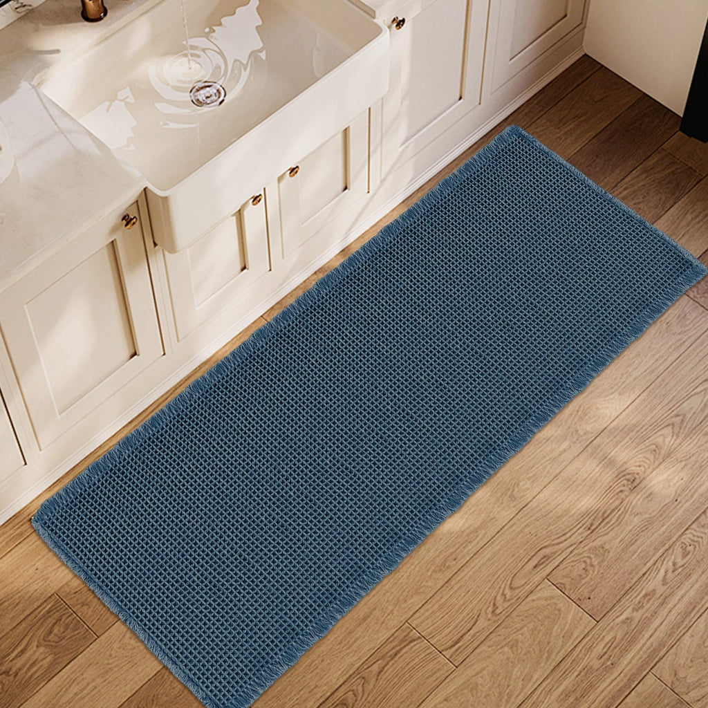 ZALL Waffle Bath Mat Boho Bathroom Mat Ultra Absorbent Non Slip 18x30 Tan