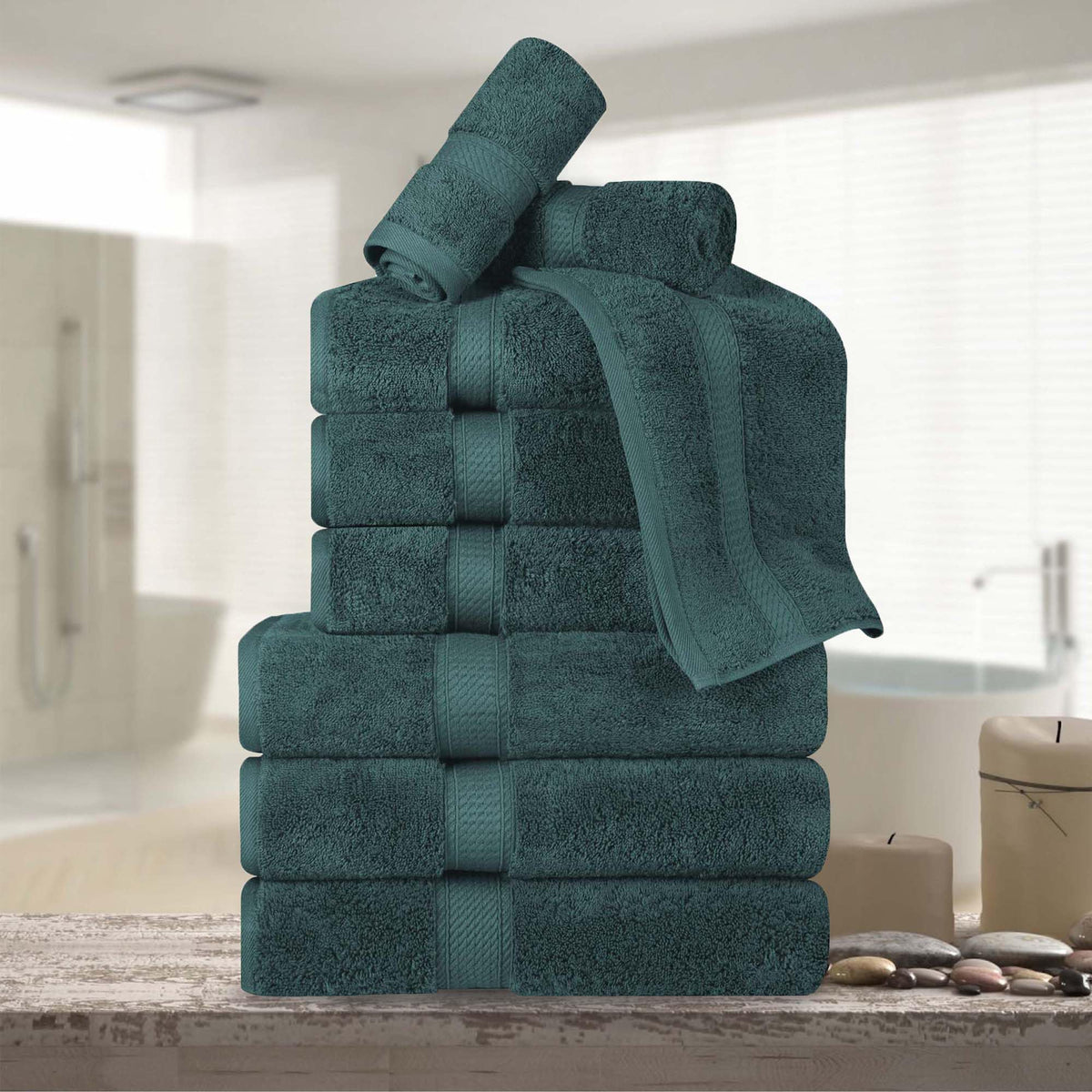 SUPERIOR Egyptian Cotton Plush & Absorbent, Hand Towel Set of 4, Cream