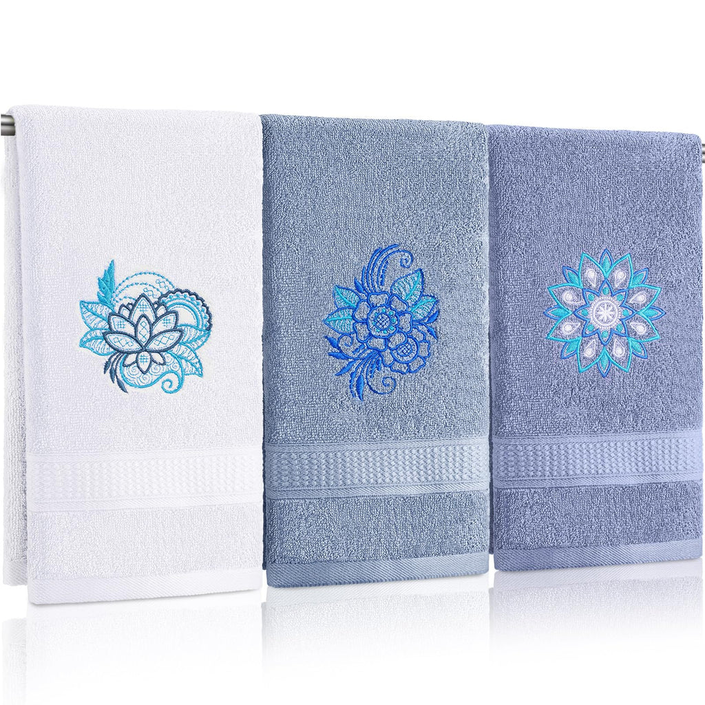 Tingjoo 3 Pcs Eucalyptus Leaves Hand Towels Farmhouse Fingertip Bath Towels