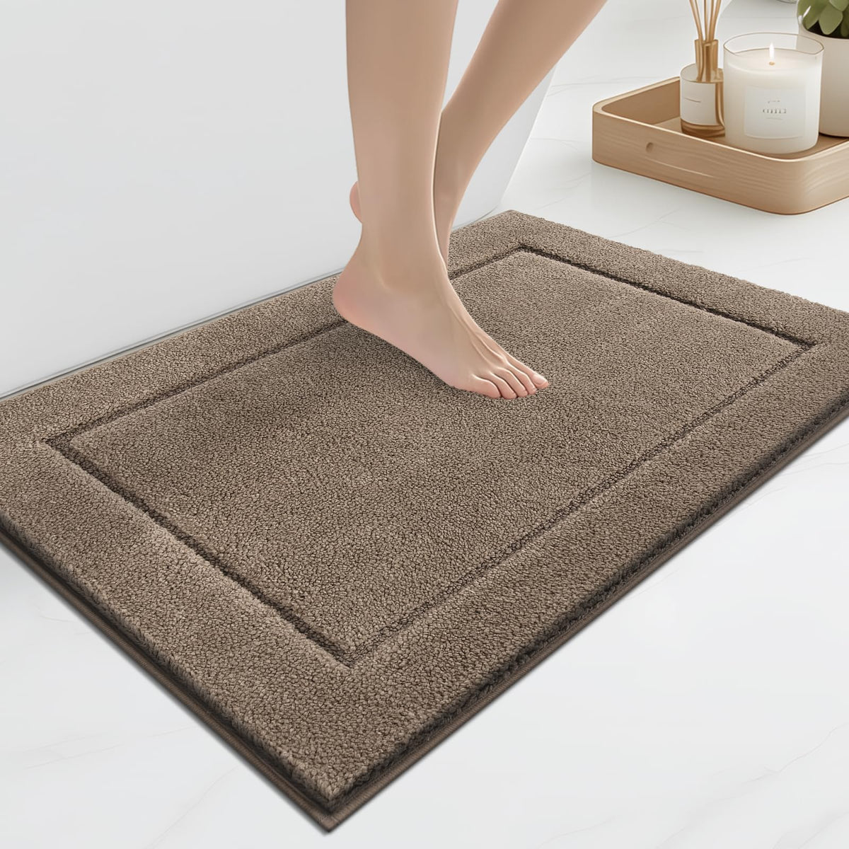 anllugs Bathroom Rugs, Non-Slip Bath Runner Rugs, 30" x 84", Beige