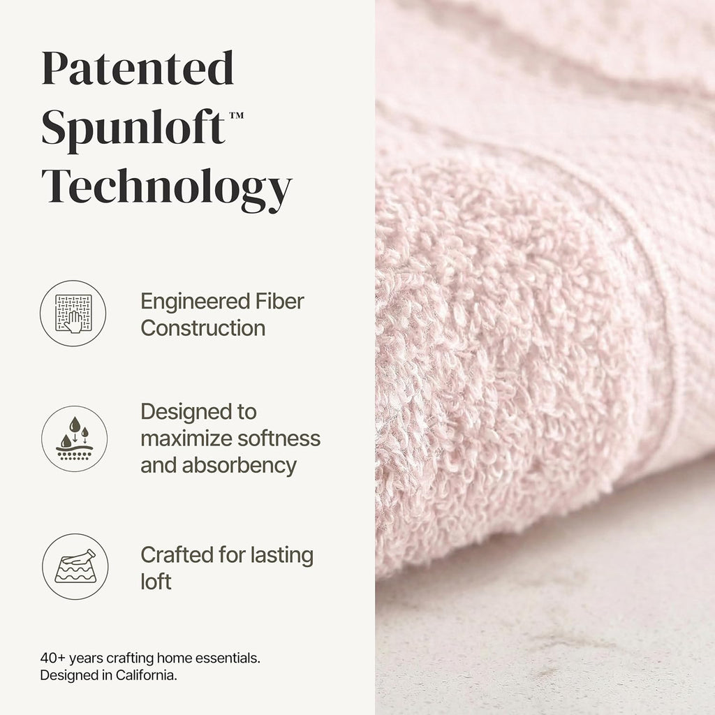 Modern Threads Spun Loft 6 Piece Bath Towel Set – 2 Bath Towels, 2 Hand Towels & 2 Washcloths – 100% Cotton, 600 GSM, Plush, Soft & Absorbent (Blush)