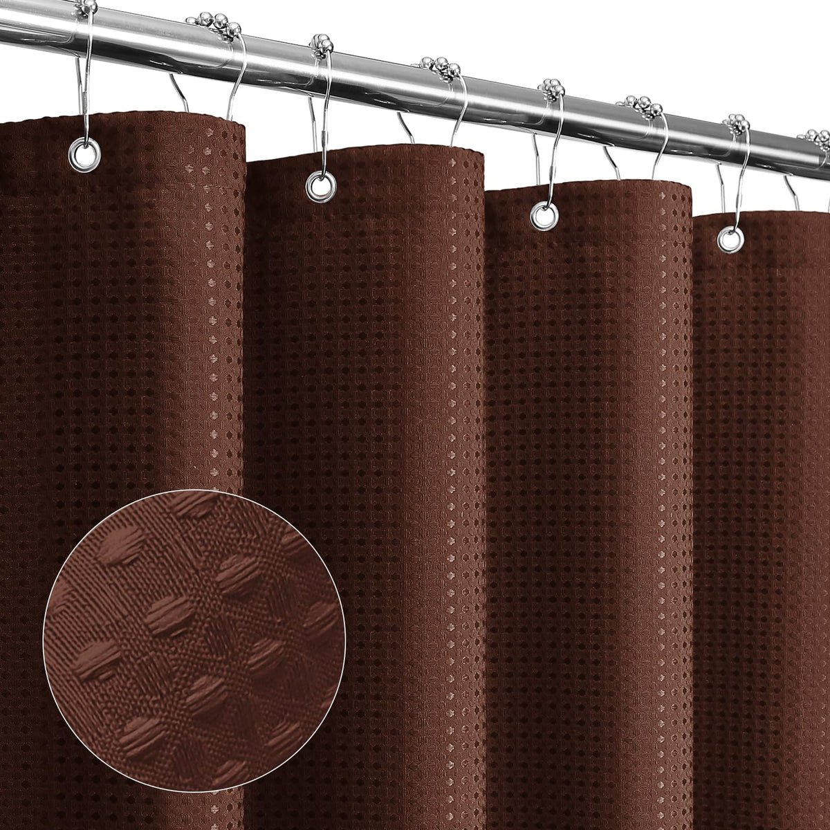 Gibelle Black Cloth-Textured Shower Curtain, Hotel Style, 72x72