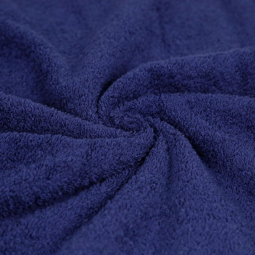 Amazon Basics 6-Piece Fade-Resistant 100% Cotton Towel Set, Soft and Absorbent, 2 Bath Towels, 2 Hand Towels, 2 Washcloths, Navy Blue