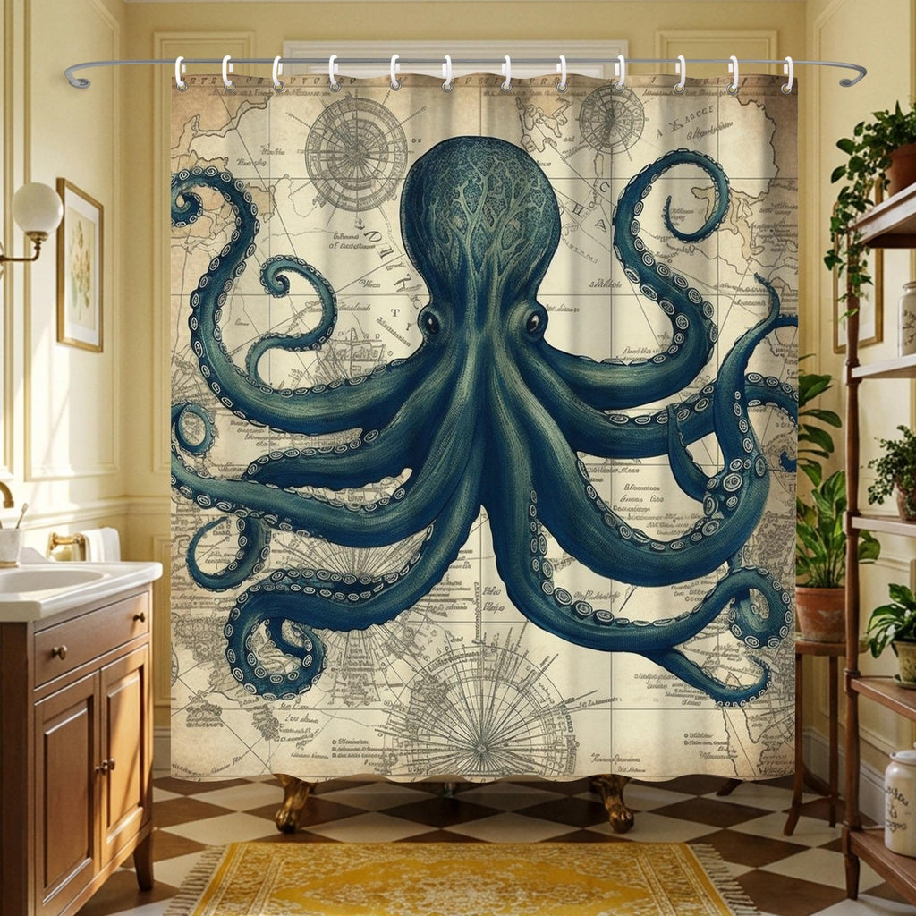 Cute Beach Ocean Anime Under Sea Jellyfish Shower Curtain 72x72 Inches