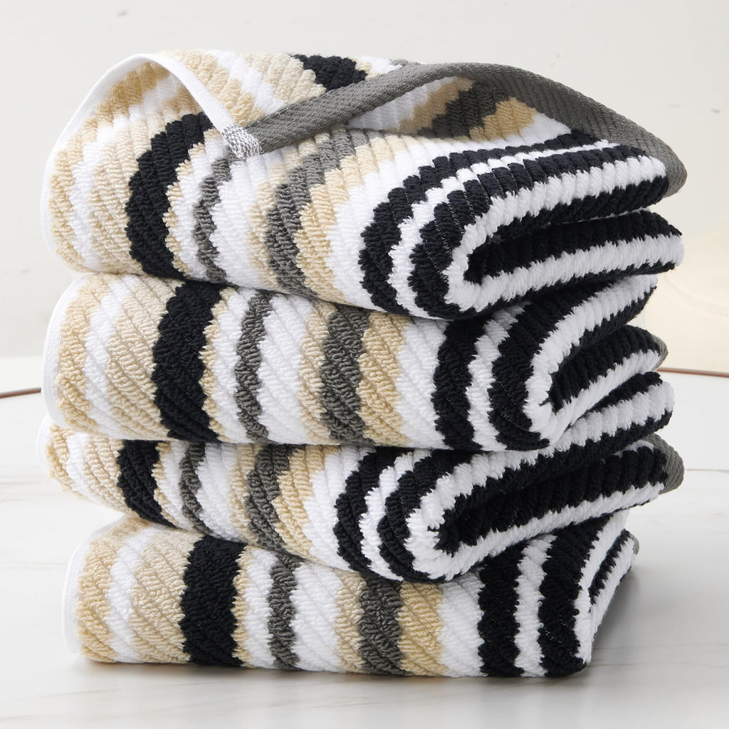 VOOVA & MOVAS Hand Towels, Cotton, Soft, Thick, 16x27 in, Tan Gray Beige