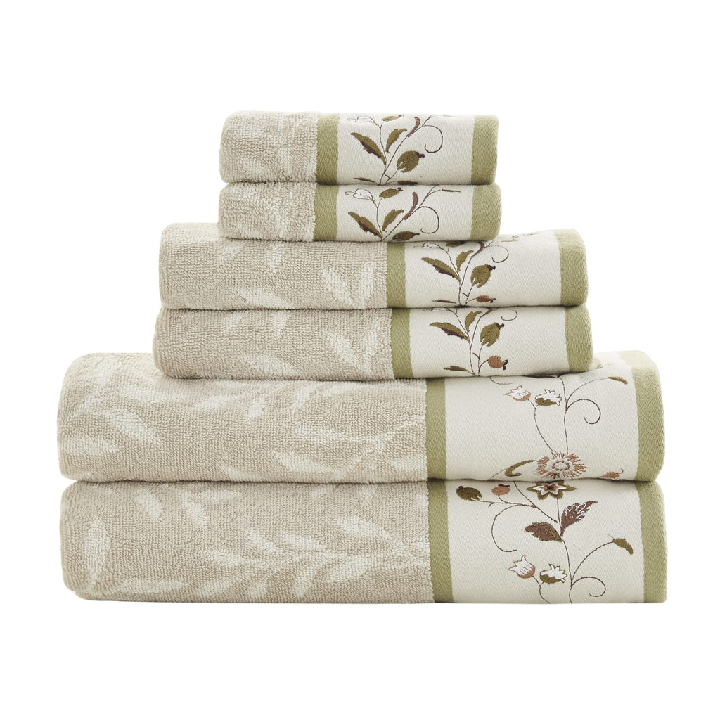 Madison Park Serene 100% Cotton Bath Towel Set, 600 GSM, 6 Piece, Blue