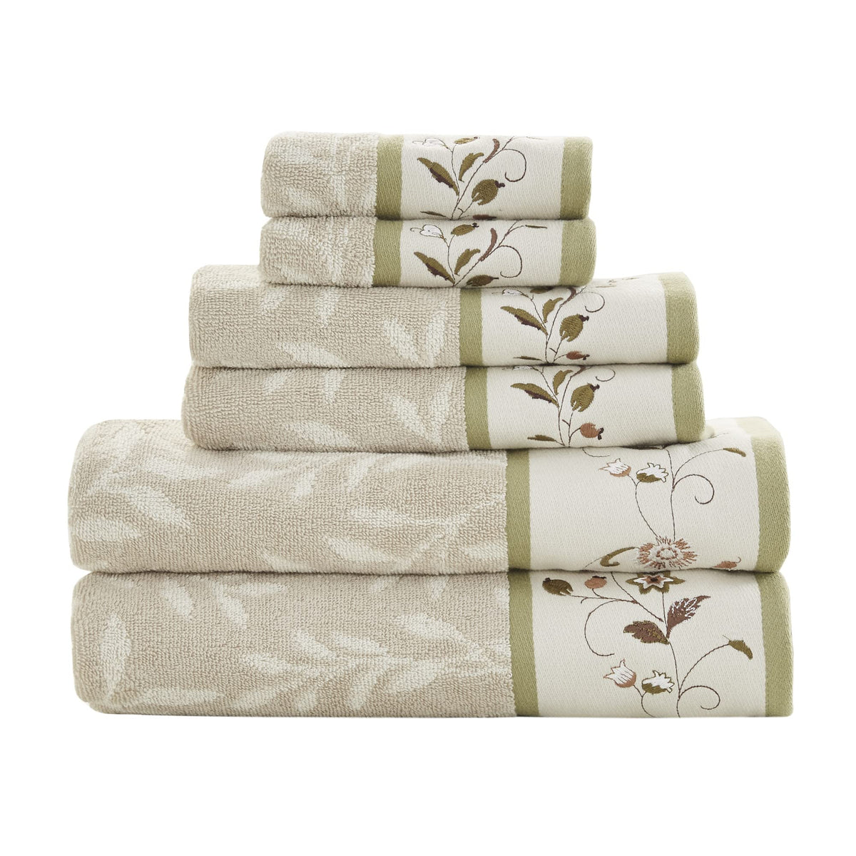 Madison Park Serene 100% Cotton Bath Towel Set, 600 GSM, 6 Piece, Blue