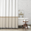 Seasonwood Black and White Shower Curtain Striped with Tassels 72 x 72
