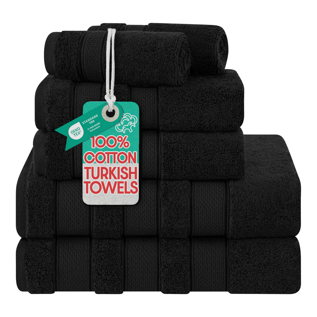 American Soft Linen Salem Turkish Bath Towel Set, 100% Cotton 600 GSM 6 Piece Towels for Bathroom, 2 Bath Towels 2 Hand Towels 2 Washcloths, Navy Blue