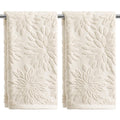Artoid Mode 2 Pcs Olive Green 3D Dahlia Floral Jacquard Hand Towels for Bathroom, Cotton Soft Absorbent Bathroom Decor Towels, 13.7 x 29.5 Inch