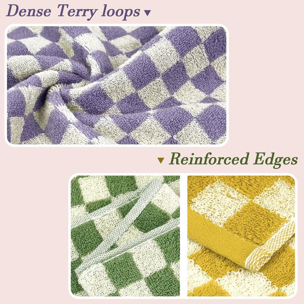 Jacquotha Hand Towels for Bathroom 4 Pack, Checkered Hand Towel Set