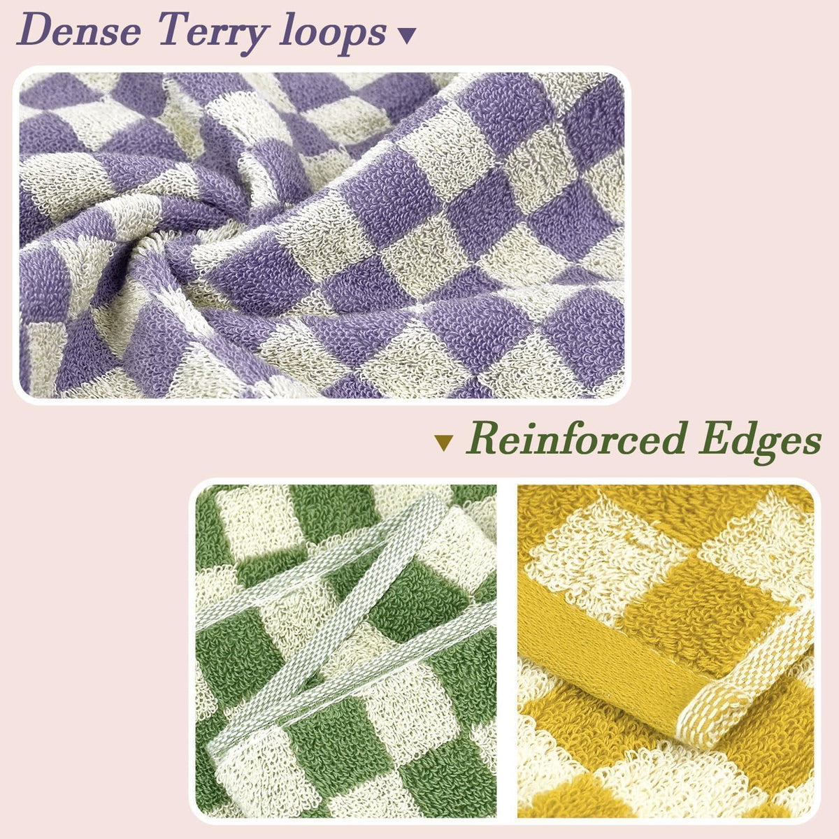 Jacquotha Hand Towels for Bathroom 4 Pack, Checkered Hand Towel Set