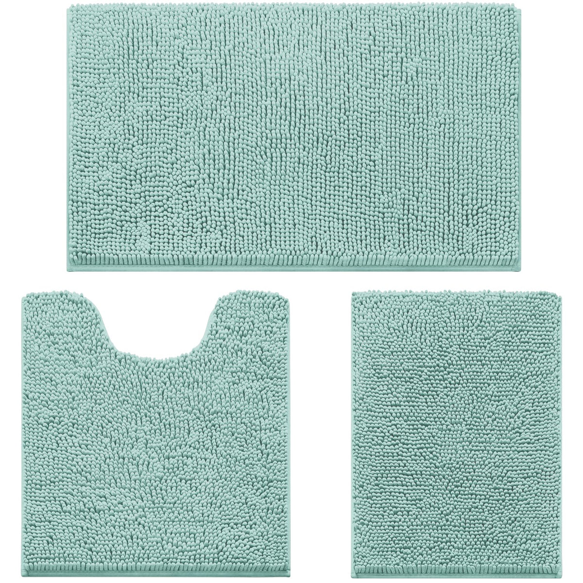 HOMEIDEAS Bathroom Rugs Set of 3, Super Soft Absorbent Chenille Bath Rugs