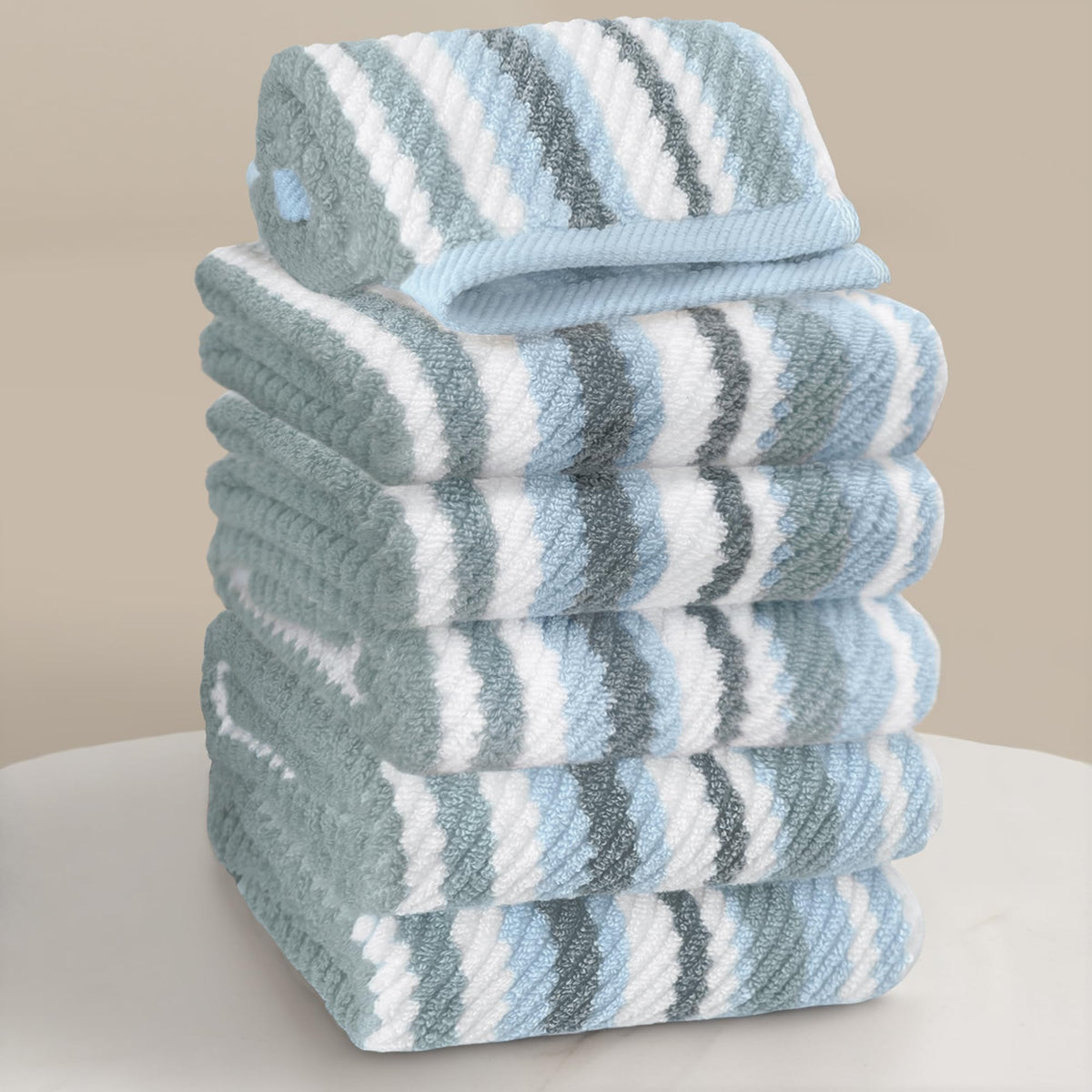 VOOVA & MOVAS Hand Towels, Cotton, Soft, Thick, 16x27 in, Tan Gray Beige