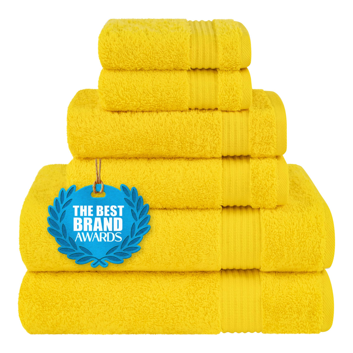 Cotton Paradise 100% Cotton Turkish Towel Set, Soft Absorbent Quick Dry, 6 Piece Towel Set, Navy Blue