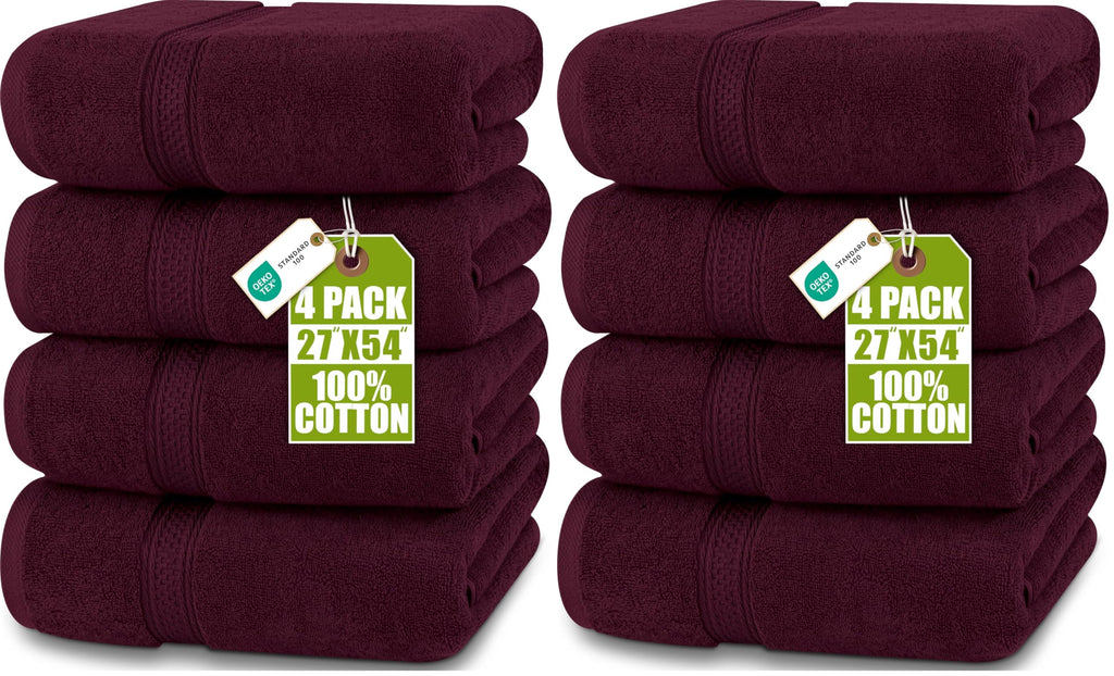 Utopia Towels 4 Pack Premium Bath Towels, 27x54 in, 600 GSM Cotton Grey